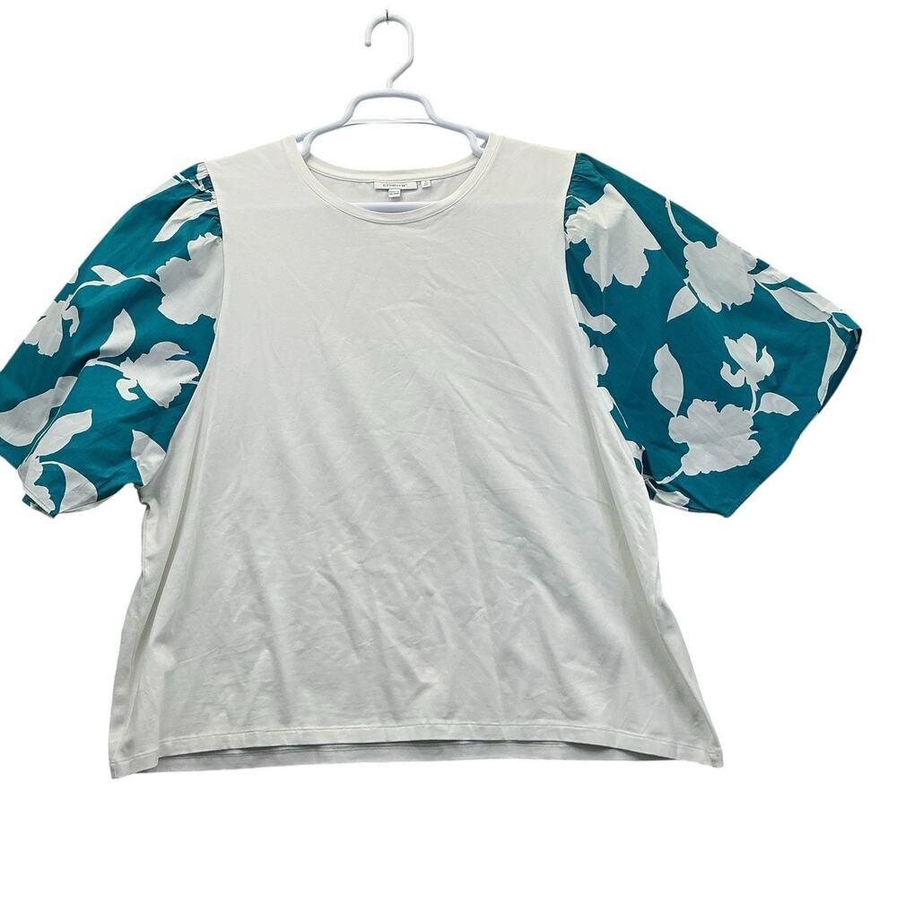 Chico’s Blouse Top Large Short Sleeve Flowy Career Pretty Size 4-XXL